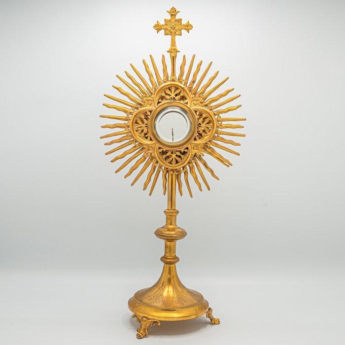 Neogotische zonnen-monstrans, 19e-eeuw - Messing - 1850-1900, Antiek en Kunst, Kunst | Niet-Westerse kunst