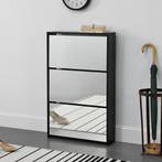 Schoenenkast met spiegels 3 vouwdeuren 102,5x63x17 cm zwart, Huis en Inrichting, Kasten | Schoenenkasten, Verzenden, Nieuw