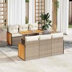 vidaXL 7-delige Loungeset met kussens poly rattan acacia, Tuin en Terras, Verzenden, Nieuw, Rotan, Loungeset