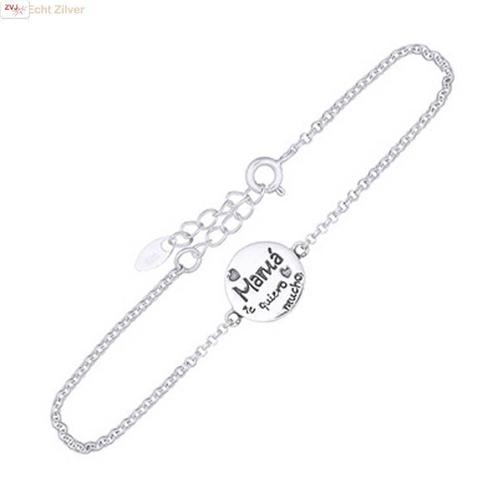 Zilveren Mama te quiero mucho armbandje, Sieraden, Tassen en Uiterlijk, Armbanden, Nieuw, Verzenden