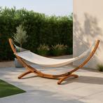 Hangmat beige | met houten standaard, Verzenden, Nieuw