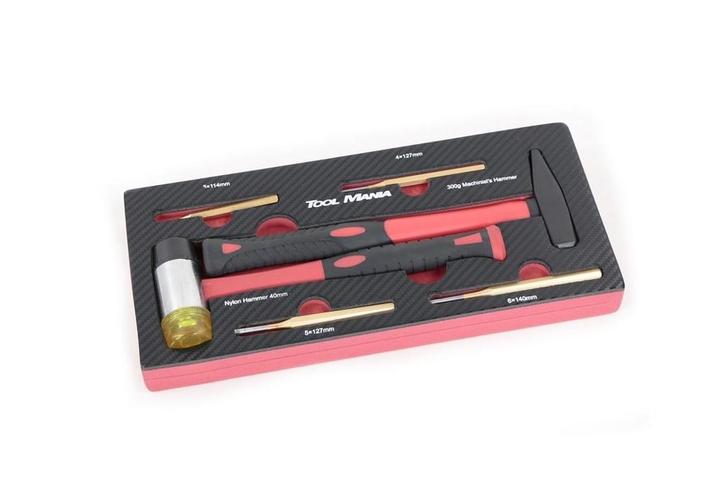 TM 6 Delige Hamerset met doorslag  foam carbon look inlay, Auto diversen, Autogereedschap, Nieuw, Verzenden