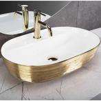 REA Wastafel - Modern Design - Goud/Wit - 61 cm - Opbouwm..., Ophalen of Verzenden, Nieuw