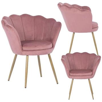 Roze Schelp Fauteuil - Gouden Poten | Tweedekansje | Nu 55%! beschikbaar voor biedingen