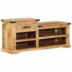 vidaXL Bank Bruin 110 x 35 x 50 cm Massief Mango Hout, Huis en Inrichting, Banken | Bankstellen, Verzenden, Nieuw, Hout