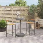 vidaXL 3-delige Tuinbarset poly rattan en massief acaciahout, Tuin en Terras, Tuinsets en Loungesets, Verzenden, Nieuw, Rotan