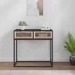 vidaXL Wandtafel 80x30x75 cm bewerkt hout en ijzer zwart, Verzenden, Nieuw