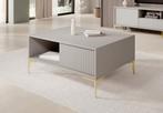 Meubella Salontafel 97cm beige met 2 lades rechthoekig, Huis en Inrichting, Tafels | Salontafels, 50 tot 100 cm, Verzenden, Nieuw