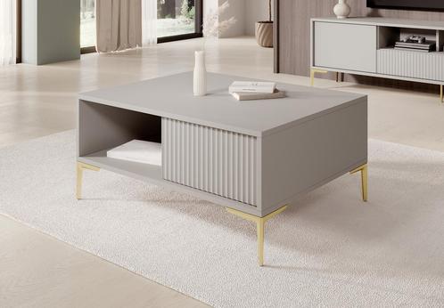 Meubella Salontafel 97cm beige met 2 lades rechthoekig, Huis en Inrichting, Tafels | Salontafels, 50 tot 100 cm, Nieuw, Minder dan 50 cm