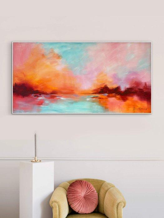 Ellis Hollering - Blushing Skies III - XL abstract, Antiek en Kunst, Kunst | Schilderijen | Modern
