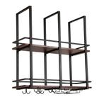Wijnrek Hubro zwart en walnootkleurig 80x30x85 cm [en.casa], Huis en Inrichting, Woonaccessoires | Wijnrekken, Verzenden, Nieuw