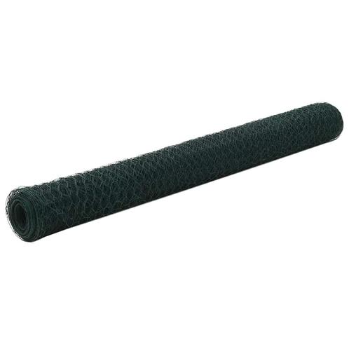 vidaXL Kippengaas 25x1,2 m staal met PVC coating groen, Tuin en Terras, Schuttingen, Nieuw, IJzer, 2 meter of meer, Verzenden