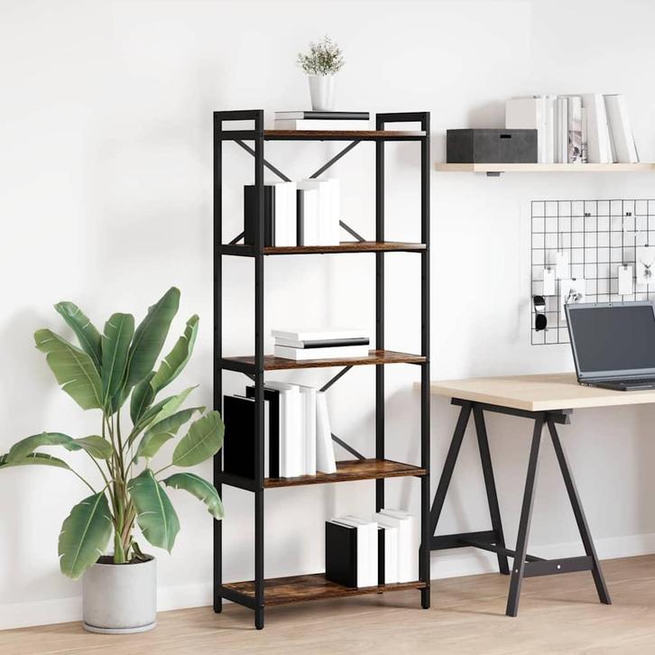 vidaXL Boekenkast Gerookt eiken 60 x 30 x 153 cm Bewerkt, Huis en Inrichting, Kasten | Boekenkasten, Nieuw, Minder dan 50 cm, Overige houtsoorten