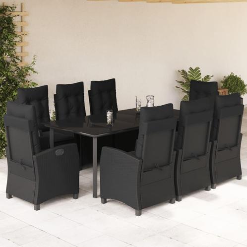 vidaXL 9-delige Tuinset poly rattan zwart, Tuin en Terras, Tuinsets en Loungesets, Tuinset, Nieuw, 8 zitplaatsen, Rotan, Verzenden