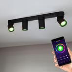 Smart Tuya Opbouw plafond spot 4-voudig Zwart RGB + CCT, Huis en Inrichting, Lampen | Spots, Ophalen of Verzenden, Nieuw, Metaal of Aluminium