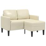 vidaXL 2-zitsbank met ligstoel L-vormig crèmekleurig 125 cm, Verzenden, Nieuw, Tweepersoons, Leer