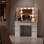 Kaptafel / Schminktafel Malia - Incl. Spiegel en LED - Wit, Huis en Inrichting, Tafels | Kaptafels, Verzenden, Nieuw