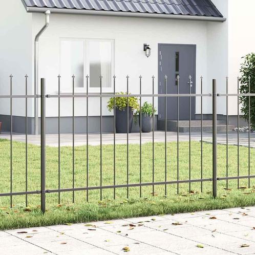 vidaXL Tuin Hek Grijs 1.7 x 1 m Poedergecoat staal, Tuin en Terras, Schuttingen, Nieuw, IJzer, Verzenden