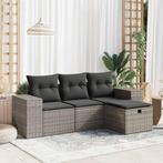 vidaXL 4-delige Loungeset met kussens poly rattan grijs, Tuin en Terras, Tuinsets en Loungesets, Verzenden, Nieuw, Rotan, Loungeset