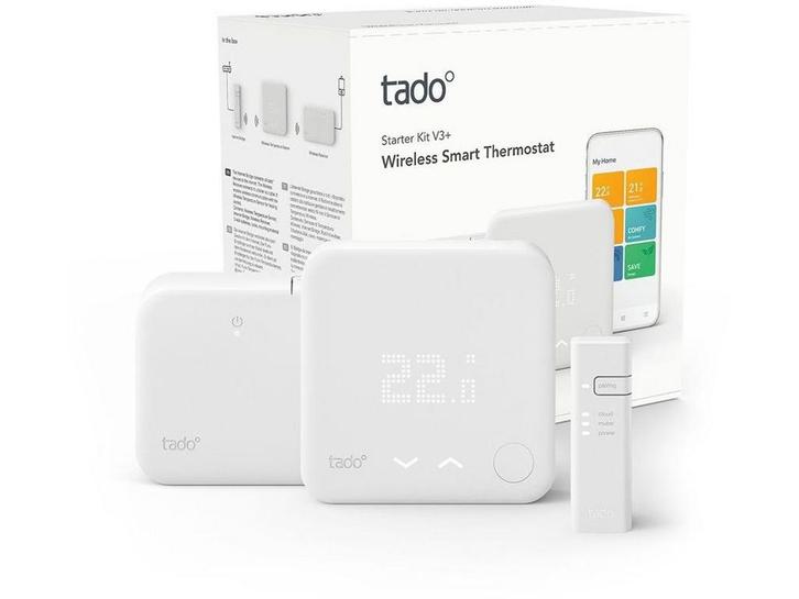 Tado Slimme Thermostaat V3+ - Draadloze Starterkit - Energie, Huis en Inrichting, Woonaccessoires | Overige, Zo goed als nieuw