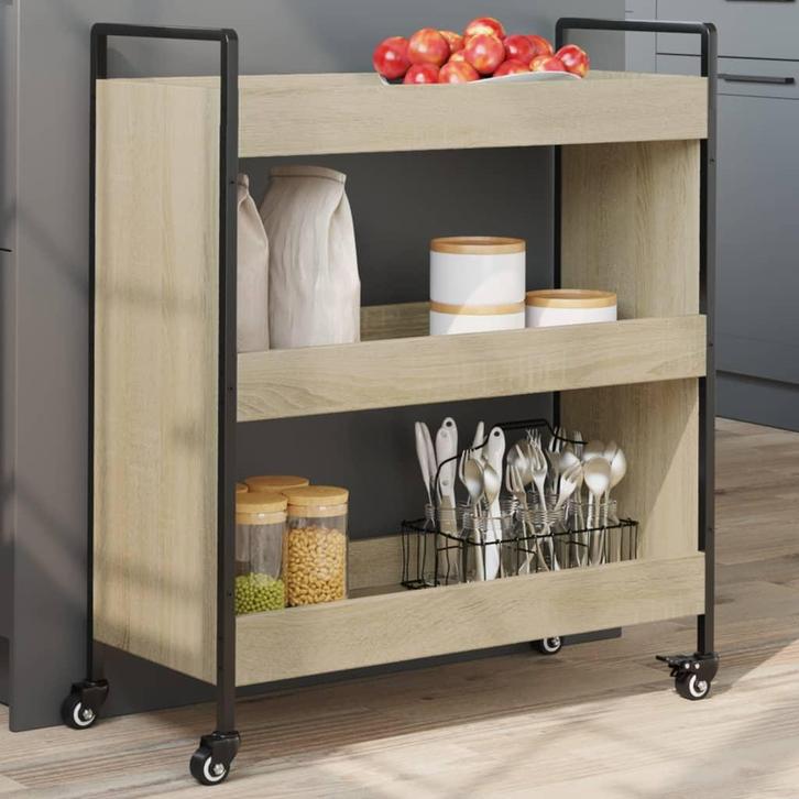 vidaXL Keukentrolley 70x30x82 cm bewerkt hout sonoma, Huis en Inrichting, Keuken | Keukenbenodigdheden, Nieuw, Verzenden