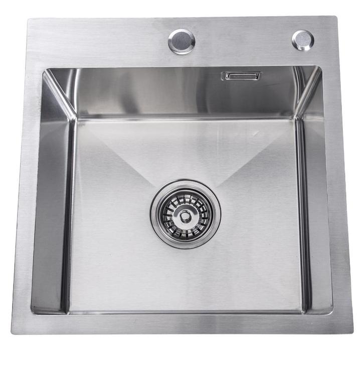 Spoelbak | Wasbak | Gootsteen | 44x44x20 | Zilver | Kraangat, Huis en Inrichting, Keuken | Keukenelementen, 25 tot 50 cm, Overige kleuren