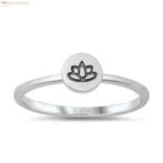 Zilveren cirkel lotus ring, Verzenden, Nieuw, Zilver