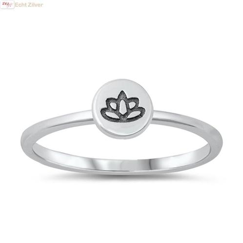 Zilveren cirkel lotus ring, Sieraden, Tassen en Uiterlijk, Ringen, Nieuw, Verzenden