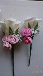 Corsage Roos Spierwit+Pink CPR144 Maatwerk corsage, Hobby en Vrije tijd, Knutselen, Ophalen of Verzenden, Nieuw