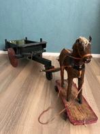 Merkloos - Speelgoed Trekkend paard met kar - 1920-1930