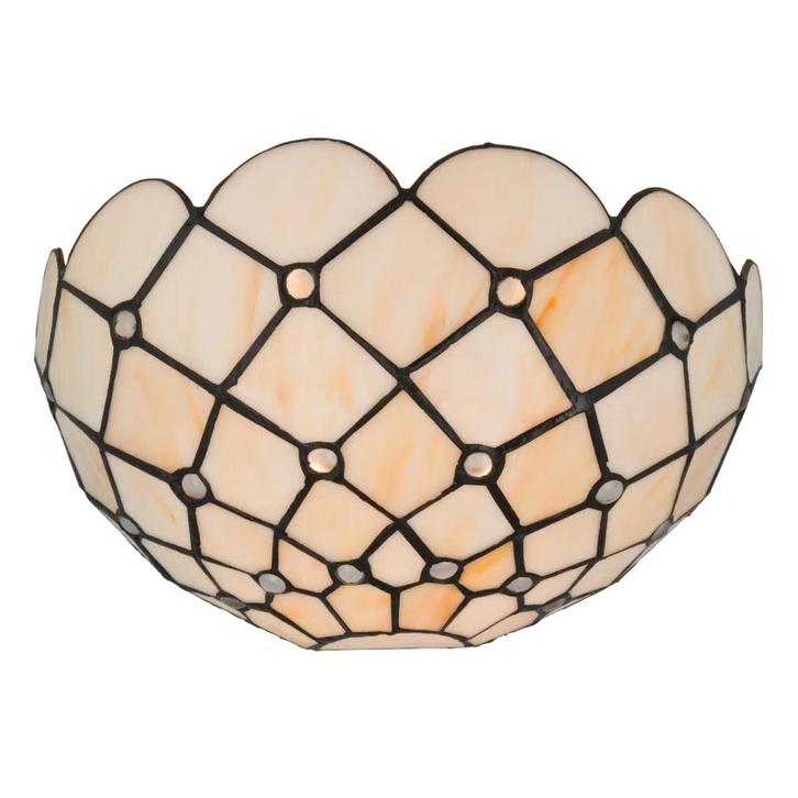 Tiffany wandlamp – Ruitmotief – B 25 × H 14 cm (Art. 7705), Huis en Inrichting, Lampen | Wandlampen, Verzenden