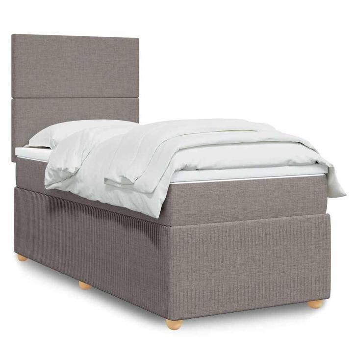 vidaXL Boxspring met matras stof taupe 80x200 cm, Huis en Inrichting, Slaapkamer | Bedden, 80 cm, 200 cm, Eenpersoons, Nieuw, Stof