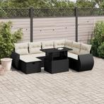 vidaXL 8-delige Loungeset met kussens poly rattan zwart, Verzenden, Nieuw, Rotan, Loungeset