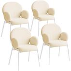Stoel Scandi gestoffeerd, bouclé stof - crème, Set van 4, Verzenden, Nieuw