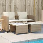 vidaXL Tuinbank 2-zits met tafel en voetenbanken poly rattan, Verzenden, Nieuw, Rotan