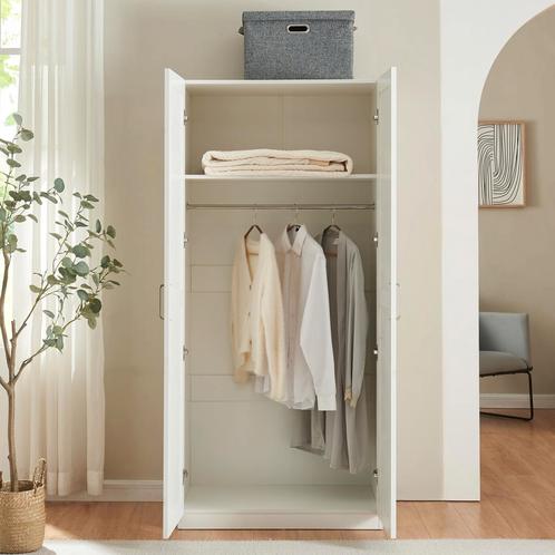 Kledingkast Finning 176x80x52 cm wit [en.casa], Huis en Inrichting, Kasten | Kledingkasten, Nieuw, Verzenden