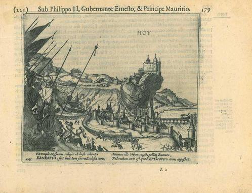 Historische prent van Huy, Antiek en Kunst, Kunst | Etsen en Gravures