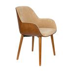 *WOONWINKEL* Houten Kuipstoel Beige, Huis en Inrichting, Stoelen, Verzenden, Nieuw, Bruin, Stof