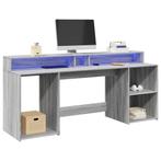 vidaXL Bureau met LED-verlichting 200x55x91 cm hout grijs, Verzenden, Nieuw