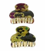 Haarspeld Klem Klein Bloemen Print 4cm Glitter Goud Zwart, Verzenden, Nieuw