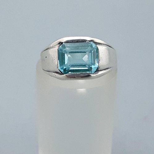 Zilver, Art Deco, Aquamarijn(Getest) - Ring, Antiek en Kunst, Kunst | Designobjecten