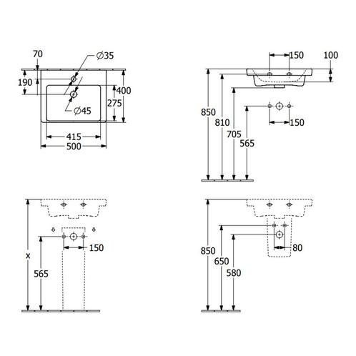 Wastafel Villeroy & Boch Subway 3.0 50x40x14.5 cm Wit Alpin, Doe-het-zelf en Verbouw, Sanitair, Ophalen of Verzenden