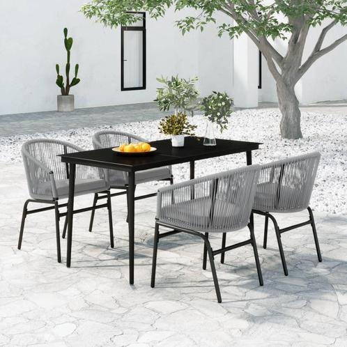 vidaXL 5-delige Tuinset grijs, Tuin en Terras, Tuinsets en Loungesets, Tuinset, Nieuw, 4 zitplaatsen, Kunststof, Verzenden