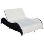 vidaXL Ligbed tweepersoons met kussen poly rattan zwart, Verzenden, Nieuw