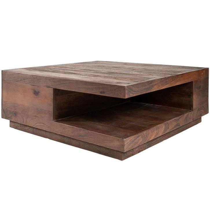 Salontafel Bram – Espresso Mangohout – 80 x 80 cm, Huis en Inrichting, Tafels | Salontafels, Nieuw, Verzenden