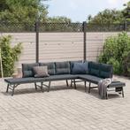 vidaXL 4-delige Tuinbankenset met kussens gepoedercoat staal, Verzenden, Nieuw, Rvs