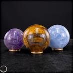 Amethist, Tijgeroog & Blauwe Calciet – Harmonisch Bol-Trio