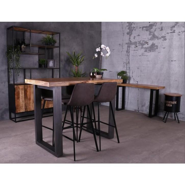 Industriële bartafel Mangohout, Huis en Inrichting, Barren, Nieuw, Ophalen of Verzenden