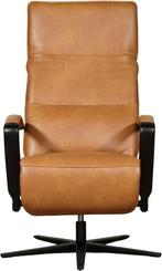 Cognac leren industriële relaxfauteuil - met stervoet chroom, Huis en Inrichting, Fauteuils, Nieuw, Ophalen of Verzenden, 50 tot 75 cm