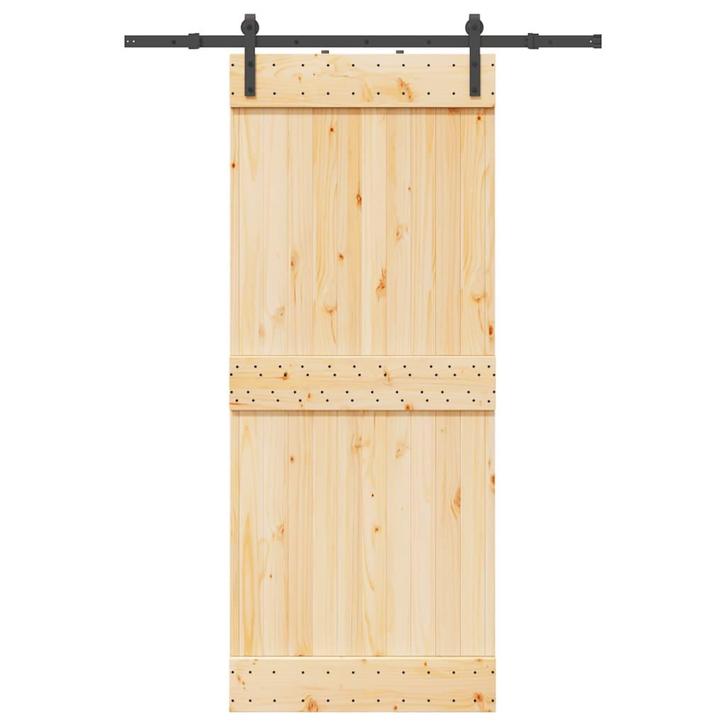 vidaXL Schuifdeur met beslag 85x210 cm massief grenenhout, Doe-het-zelf en Verbouw, Deuren en Horren, Nieuw, Verzenden
